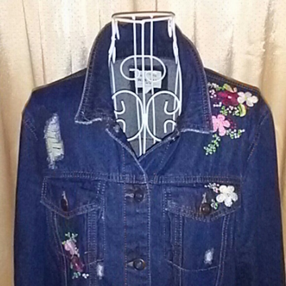 Wax Jean Jackets & Blazers - BASIC DENIM WAX JEANS Floral Jacket
